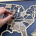 50 States Puzzle Map - Laser Cut Wooden USA Travel Tracker